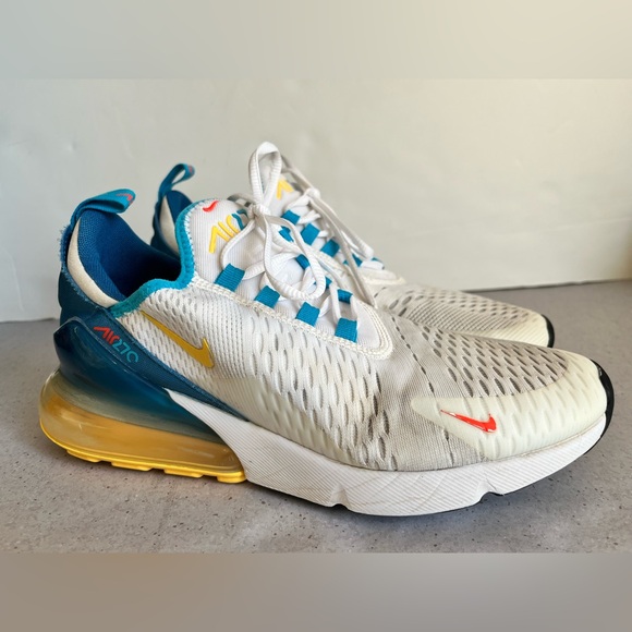 Nike Air Max 270 Men’s 8 White Citron Pulse Blue FJ4000-100 Running Gym Athletic - Picture 1 of 8